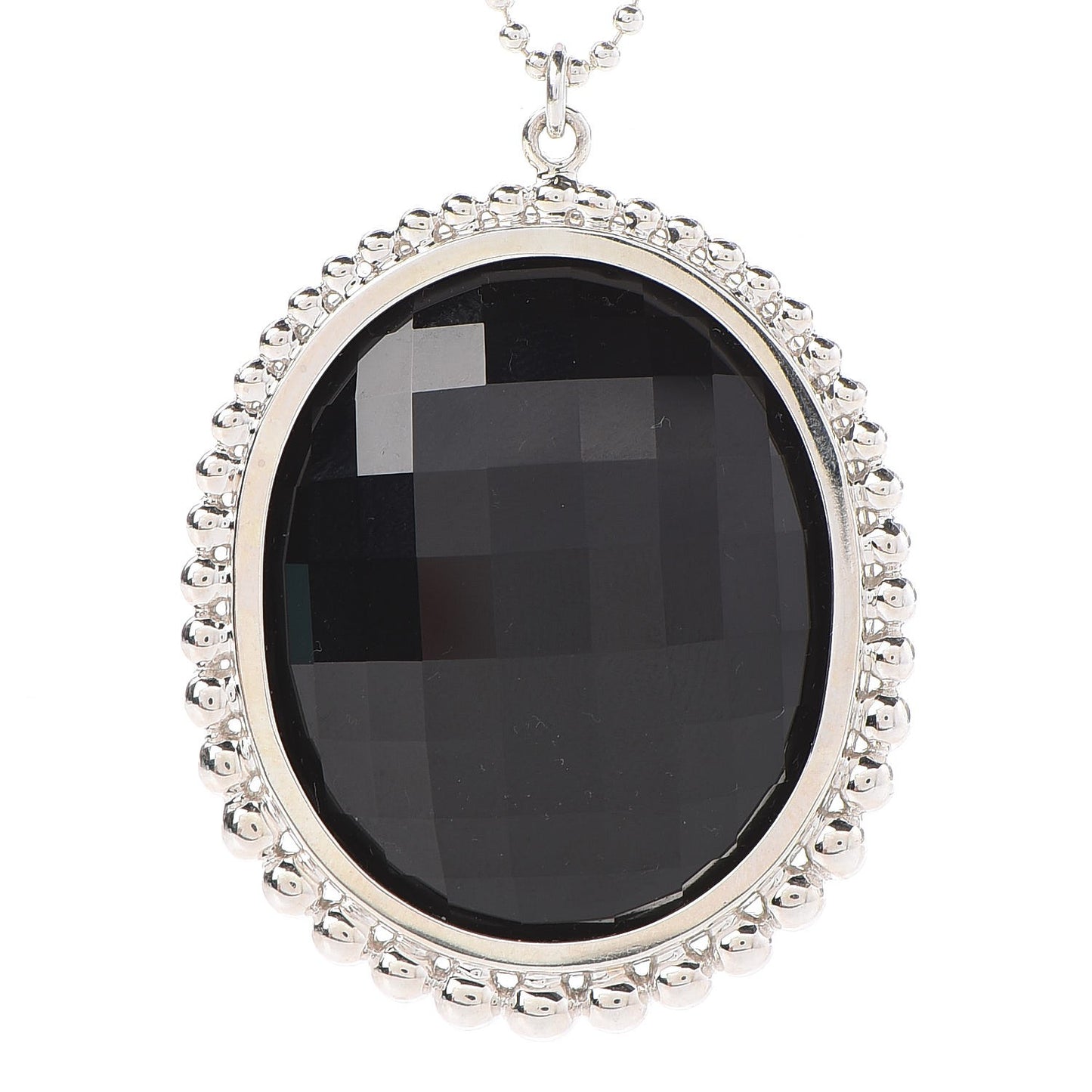 Sterling Silver Onyx Ziegfeld Oval Pendant Necklace