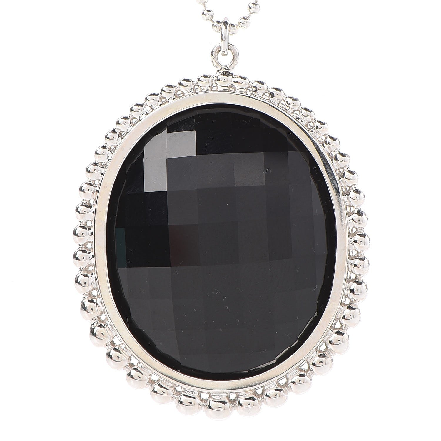 Tiffany Sterling Silver Onyx Ziegfeld Oval Pendant Necklace 3 of 7