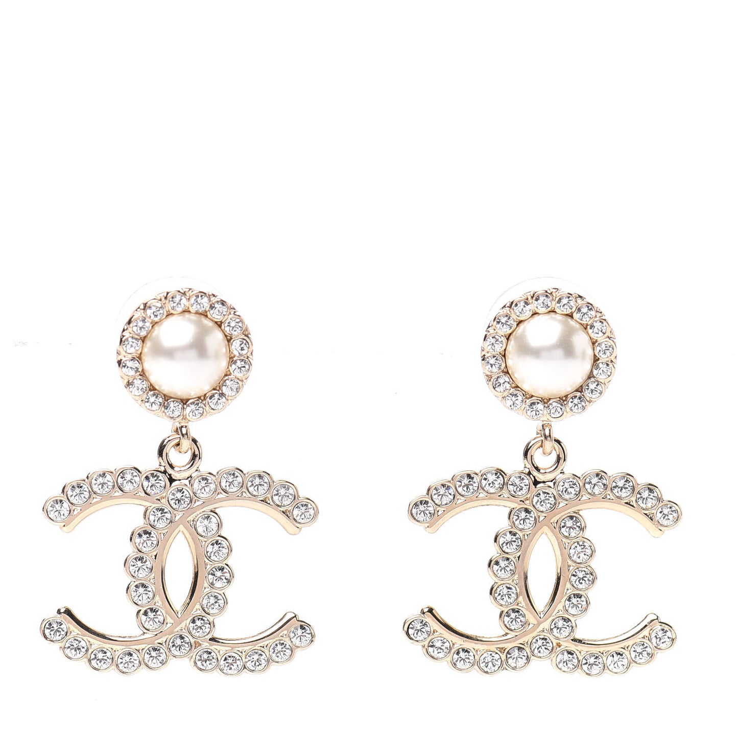 Crystal Pearl Bow-tiful CC Drop Earrings Gold