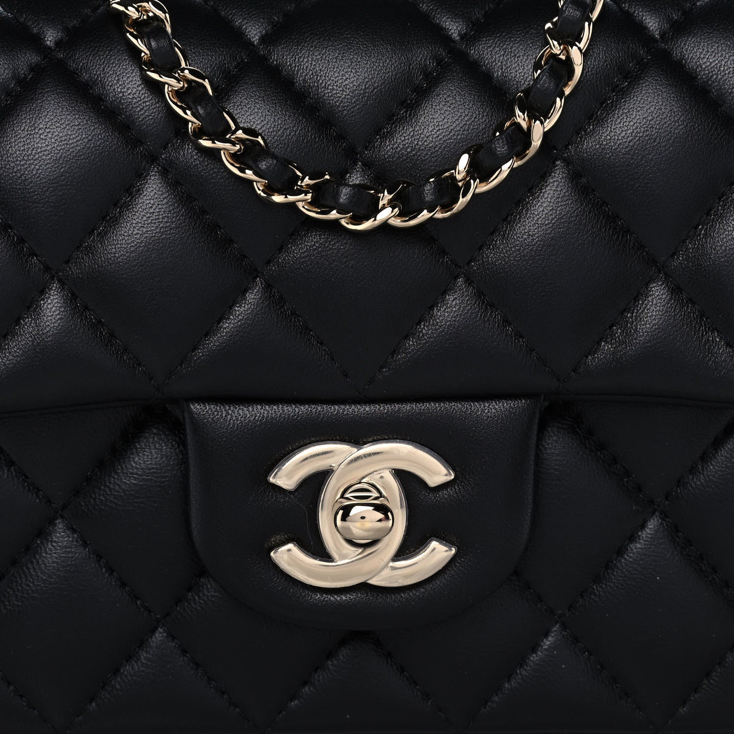 Chanel Lambskin Quilted Mini Top Handle Rectangular Flap Black 8 of 11