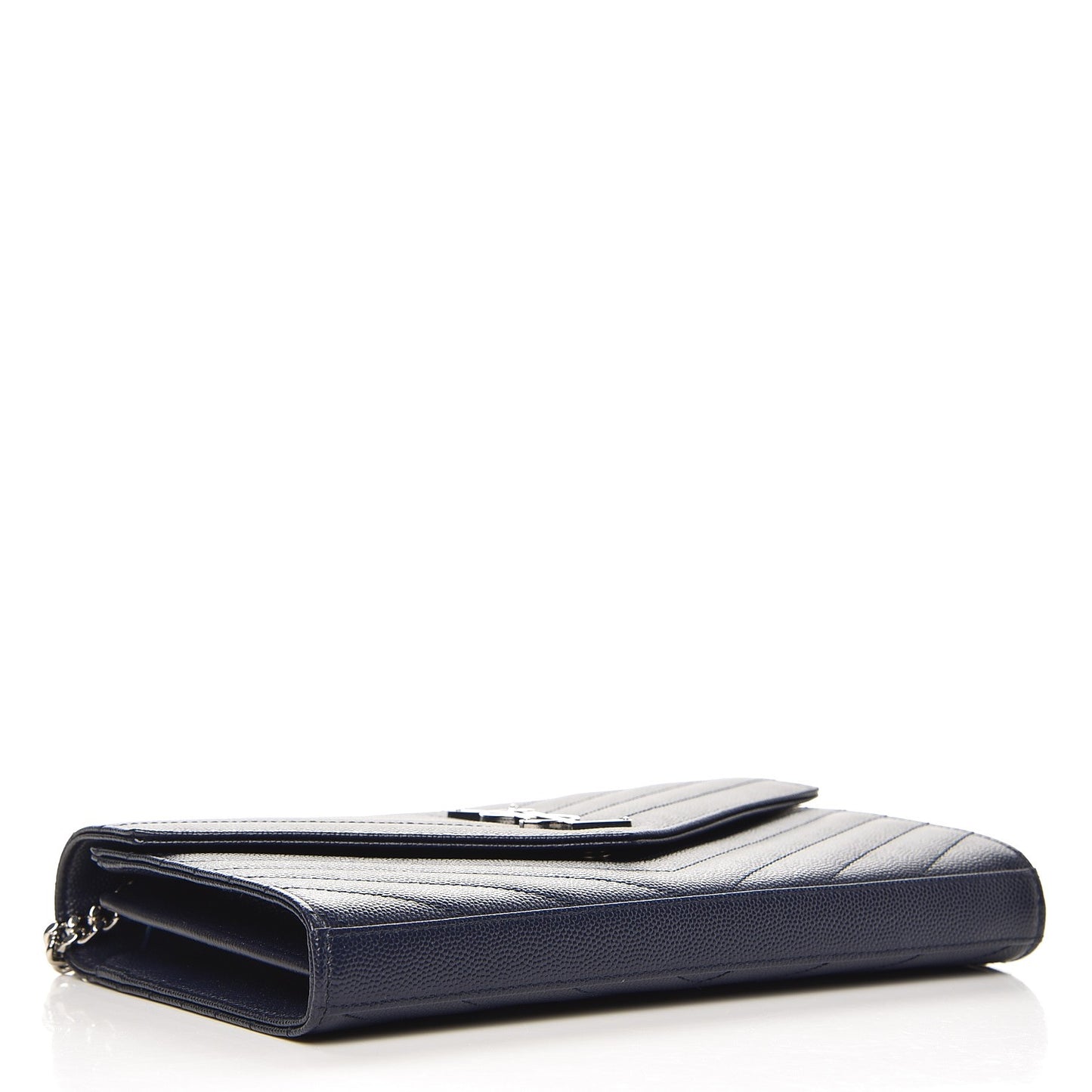 Grain De Poudre Matelasse Chevron Monogram Chain Wallet Deep Marine