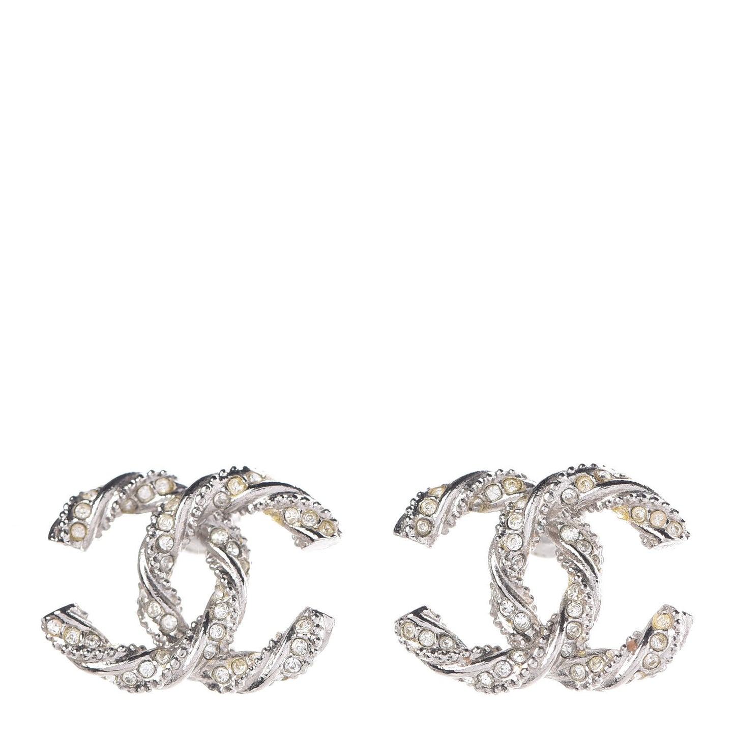 Crystal CC Twisted Earrings Silver