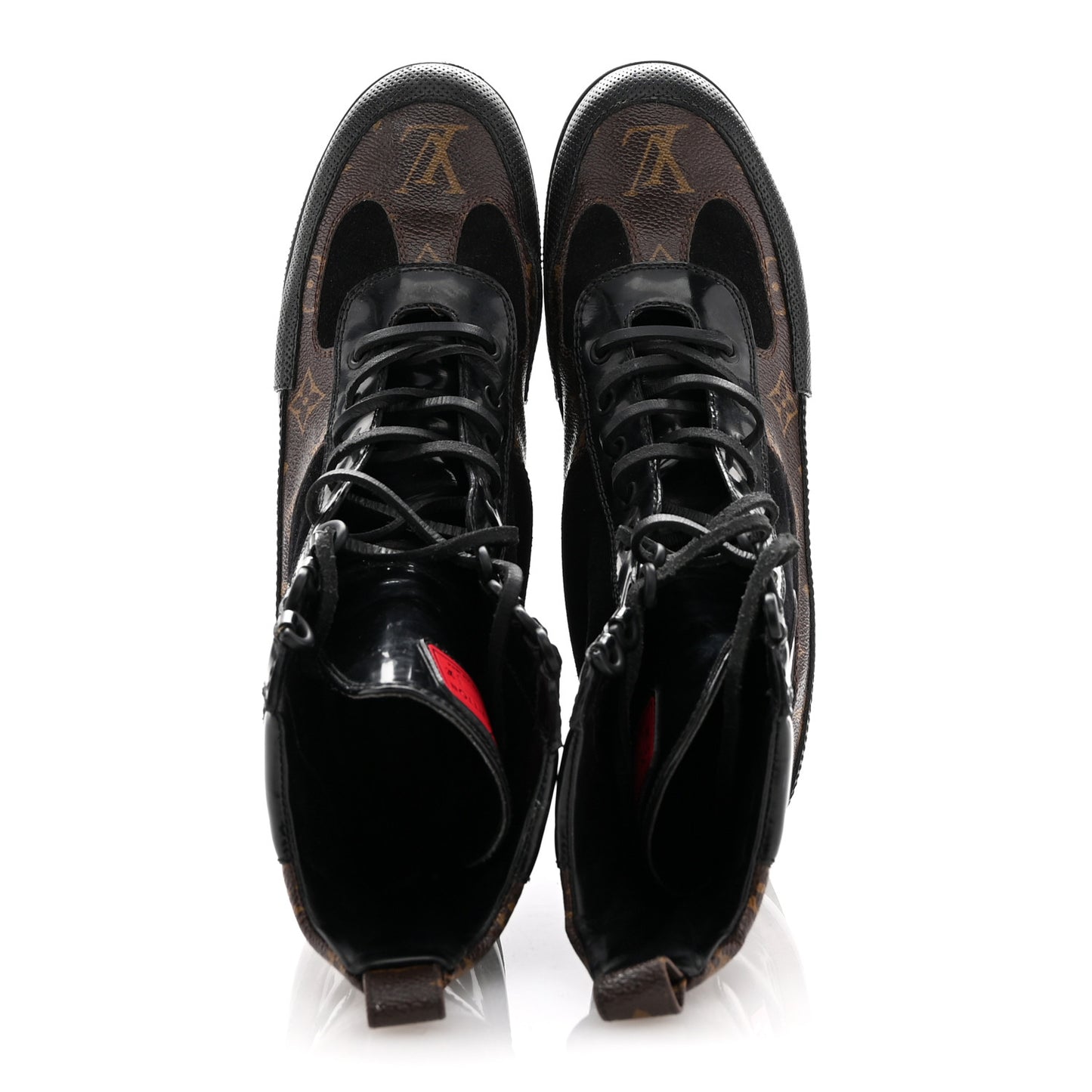 Suede Calfskin Monogram World Tour Platform Desert Boots 40 Black