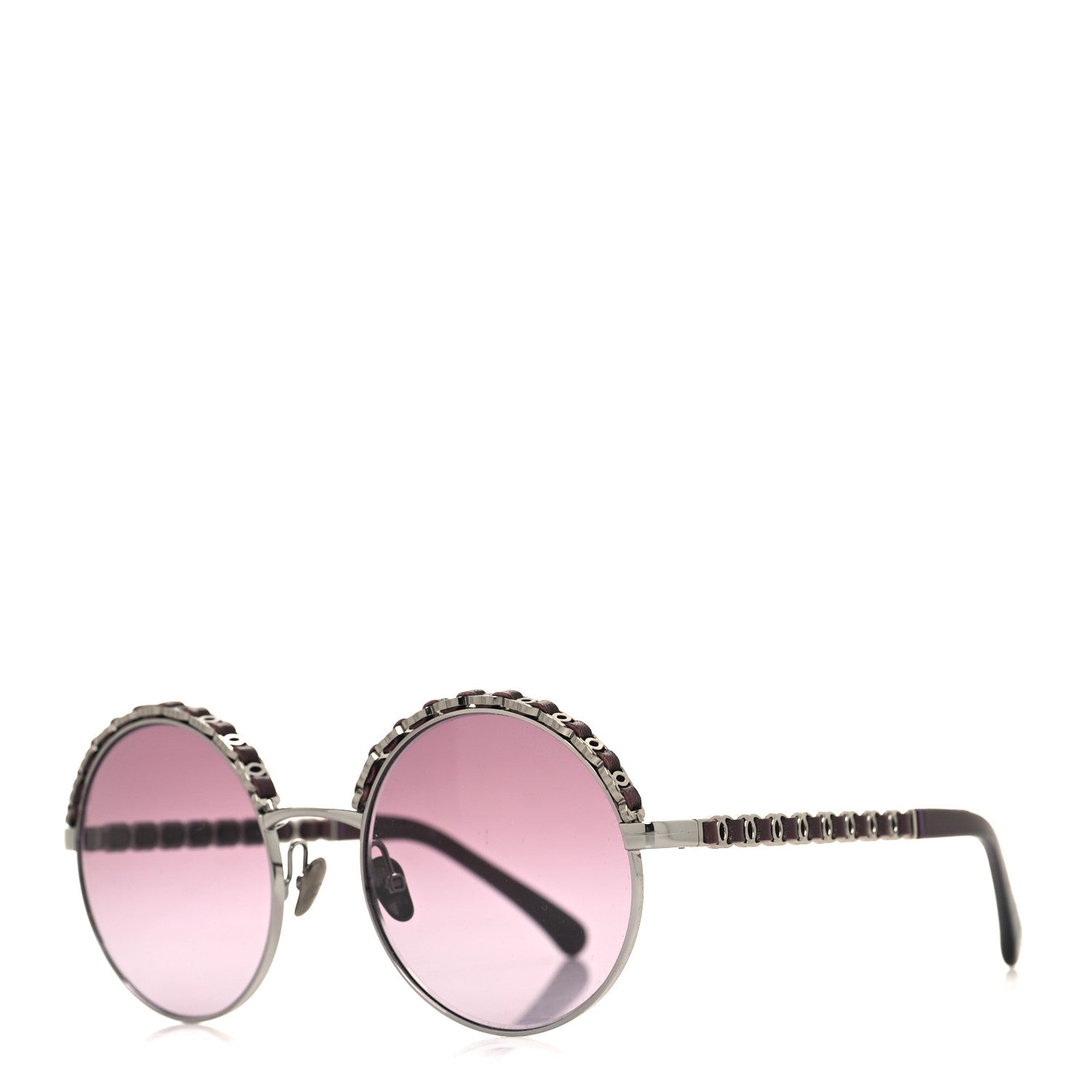 Chanel Metal Calfskin Round Chain Sunglasses 4265-Q Brown 1 of 7
