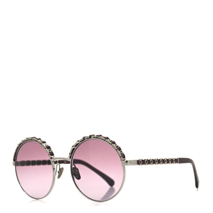 Chanel Metal Calfskin Round Chain Sunglasses 4265-Q Brown 1 of 7