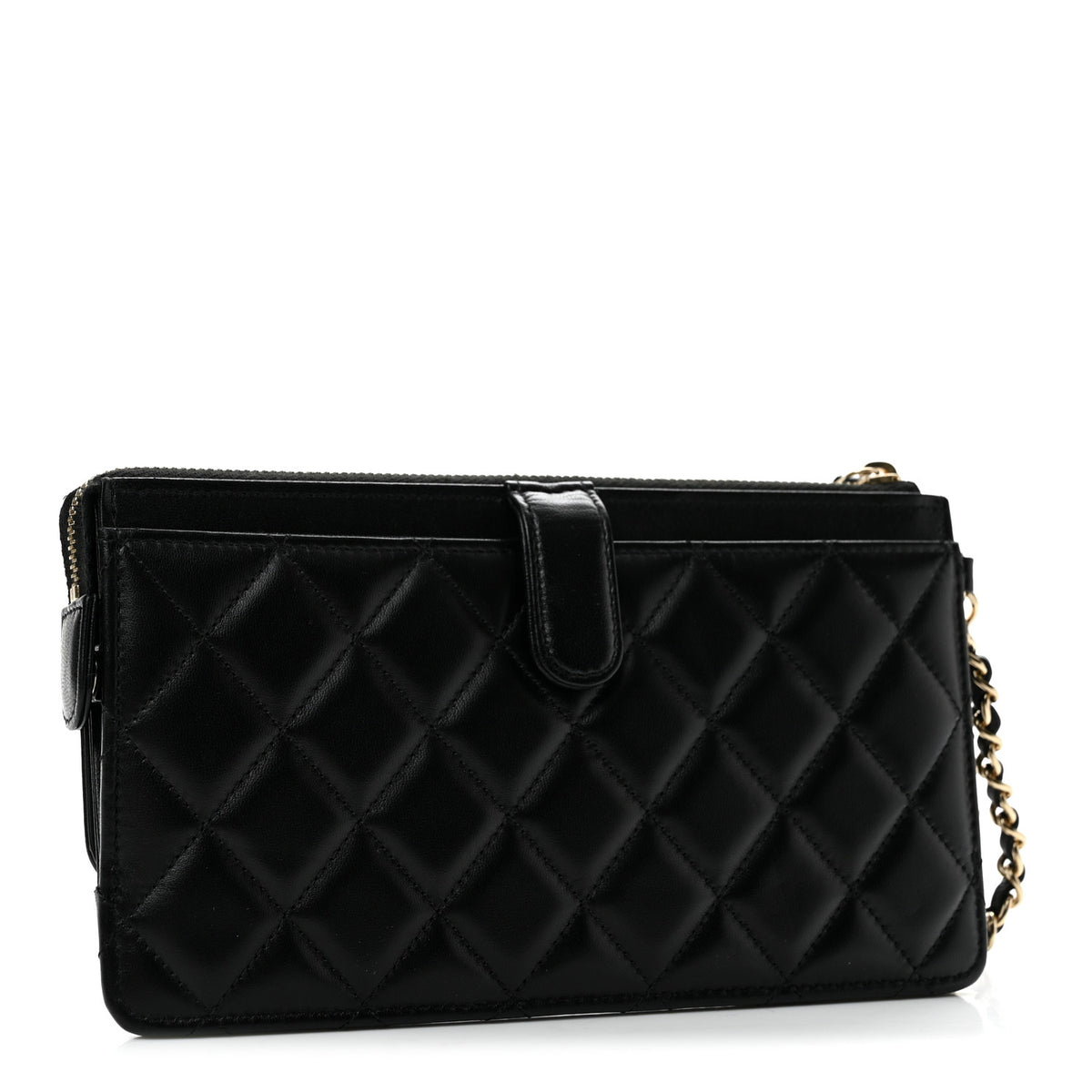 Chanel Lambskin Quilted All About Chanel Charm Wristlet Wallet Black 3 of 11