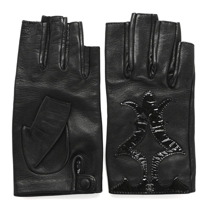 Chanel Lambskin Paris Dallas Fingerless CC Gloves 6 Black 2 of 9