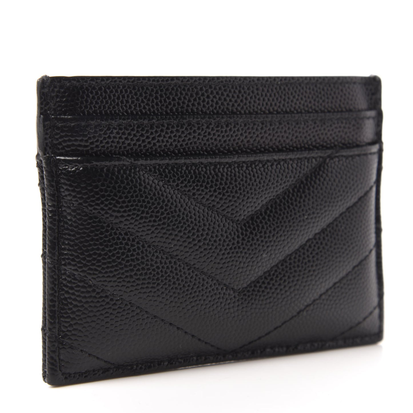 Grain De Poudre Matelasse Chevron Monogram Credit Card Case Black