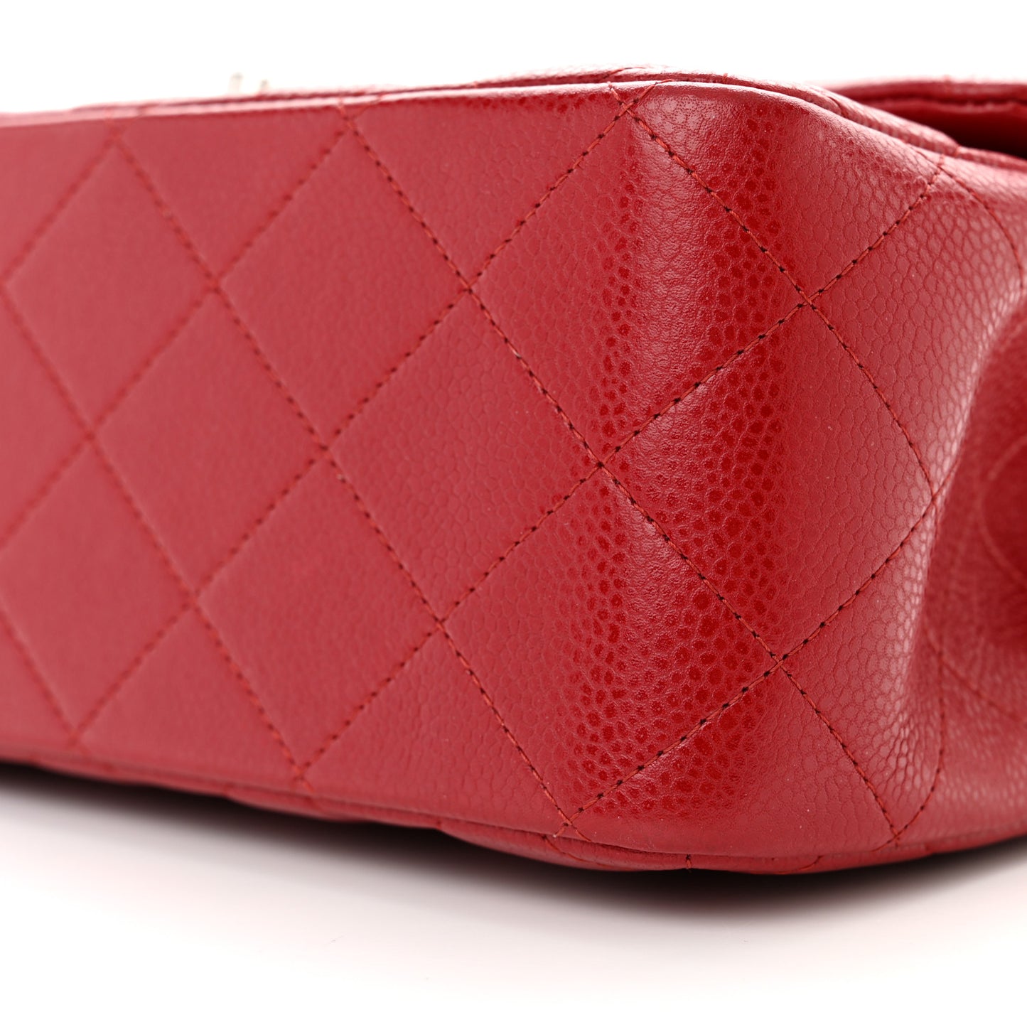 Caviar Quilted Jumbo Double Flap Dark Red