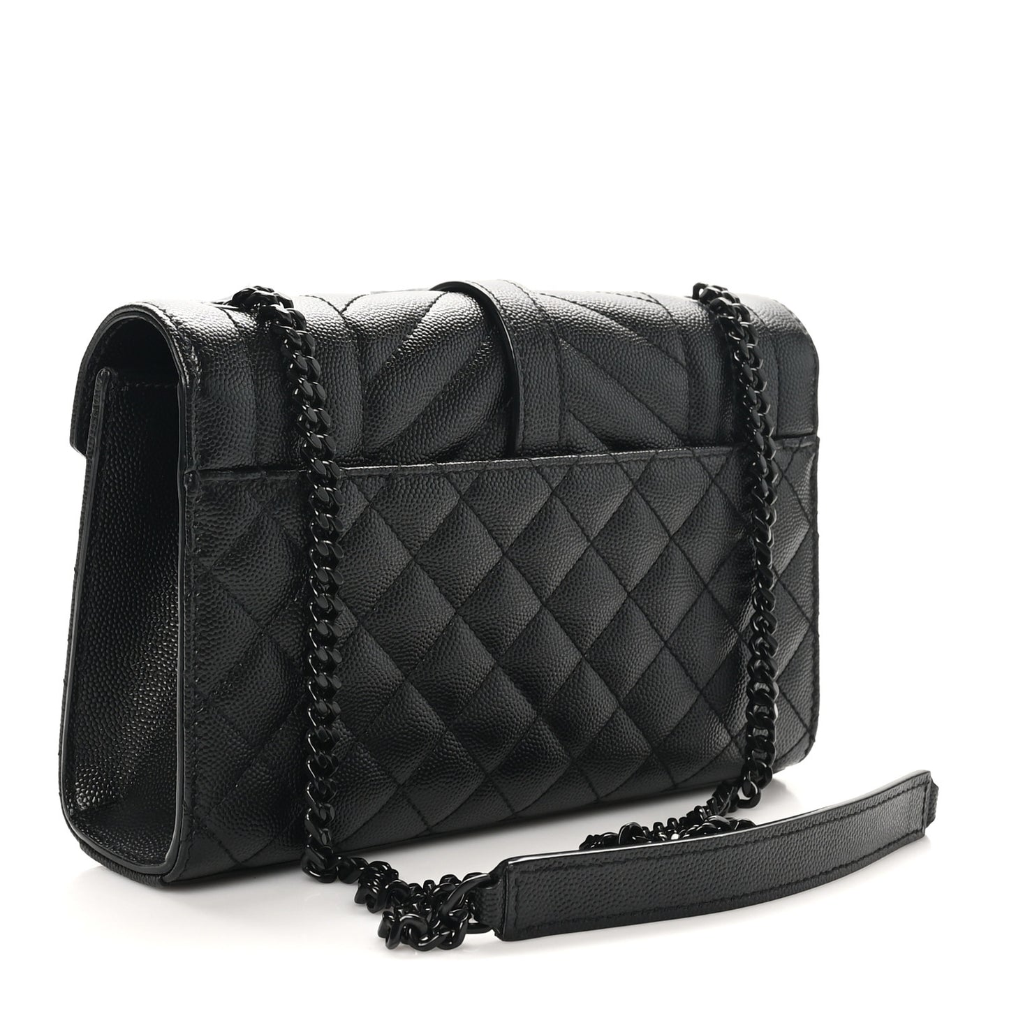 Grain De Poudre Textured Mixed Matelasse Triquilt Small Monogram Monochrome Satchel Black