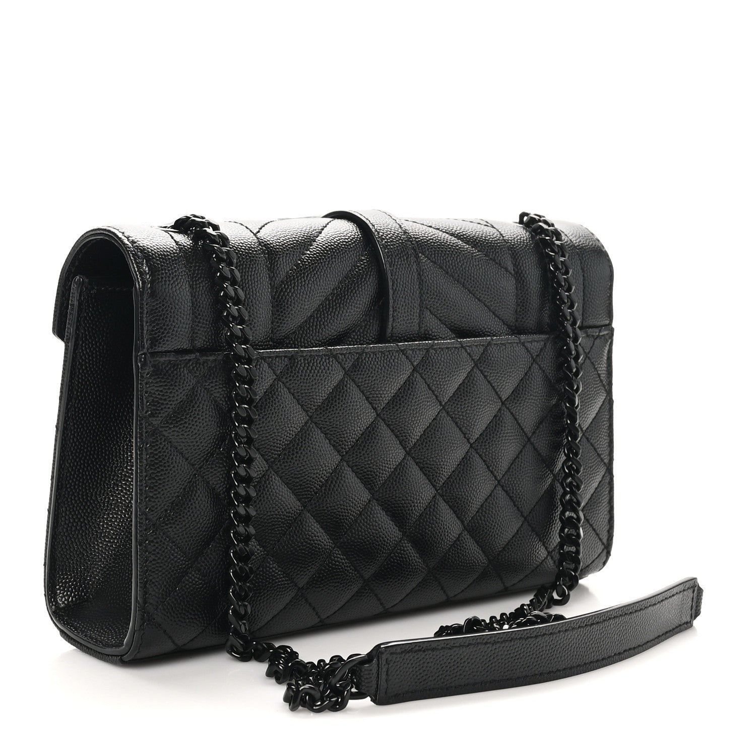 Saint Laurent Grain De Poudre Textured Mixed Matelasse Triquilt Small Monogram Monochrome Satchel Black 3 of 11