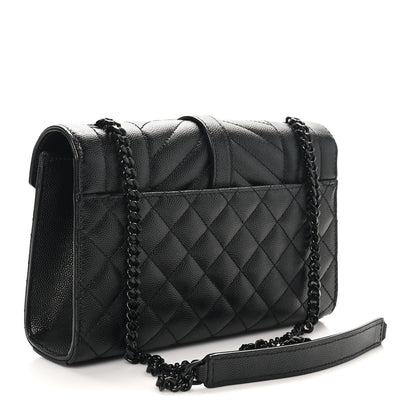 Saint Laurent Grain De Poudre Textured Mixed Matelasse Triquilt Small Monogram Monochrome Satchel Black 3 of 11