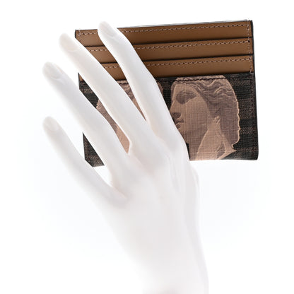 Fendi Glazed Fabric Vitello FF 1974 Statue Card Holder Moro Sand 2 of 9