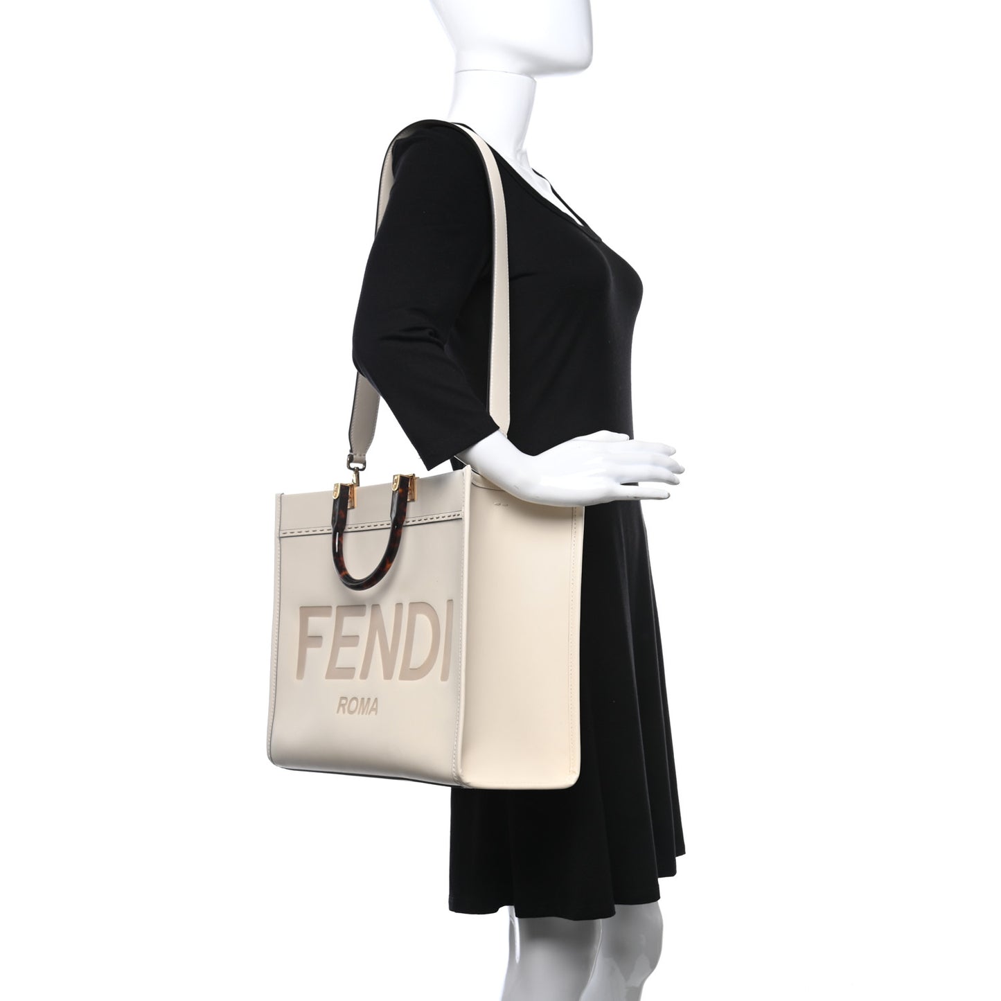 Vitello King Plexiglass Medium Fendi Sunshine Shopper Tote White Ice