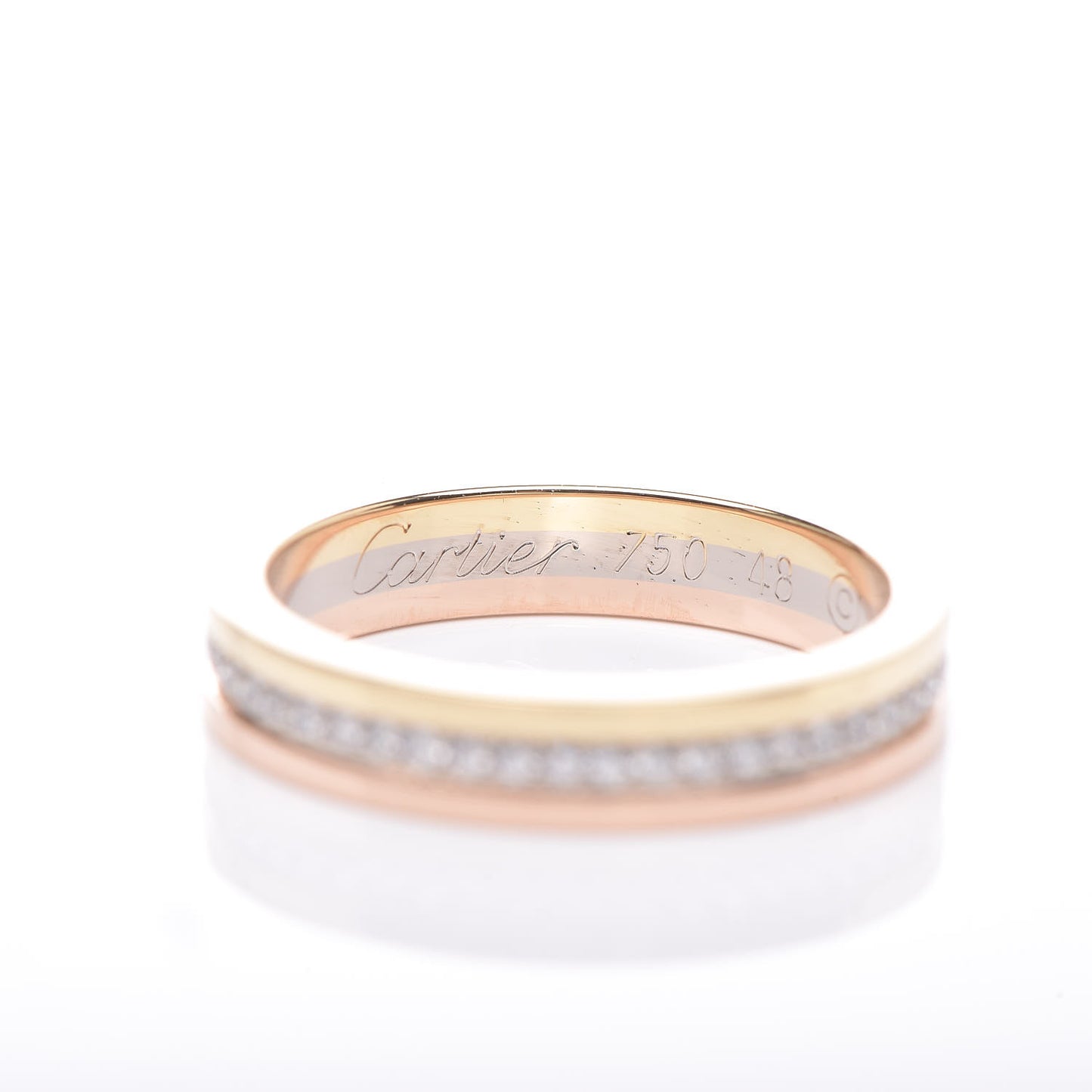 18K White Yellow Pink Gold Diamond 2.5mm Vendome Louis Cartier Wedding Band Ring 48 4.5