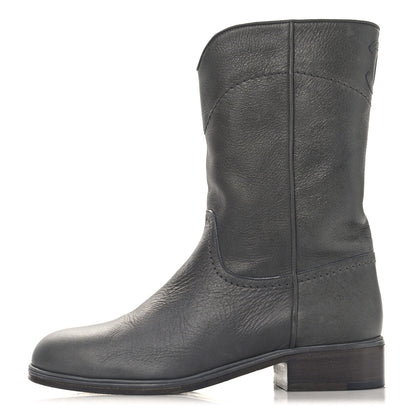 Chanel Calfskin Ascot CC Boots 37.5 Gray 1 of 9