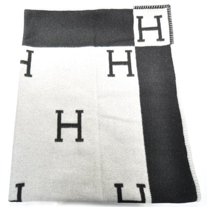 Hermes Wool Cashmere Signature Avalon Blanket Black 2 of 6