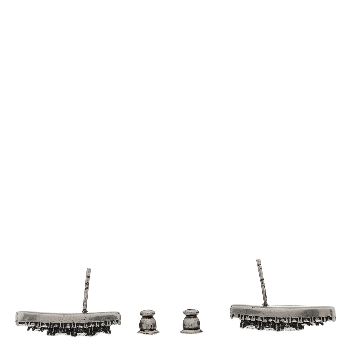 Fendi Metal Crystal FF Stud Earrings Silver 3 of 4