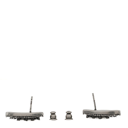 Fendi Metal Crystal FF Stud Earrings Silver 3 of 4