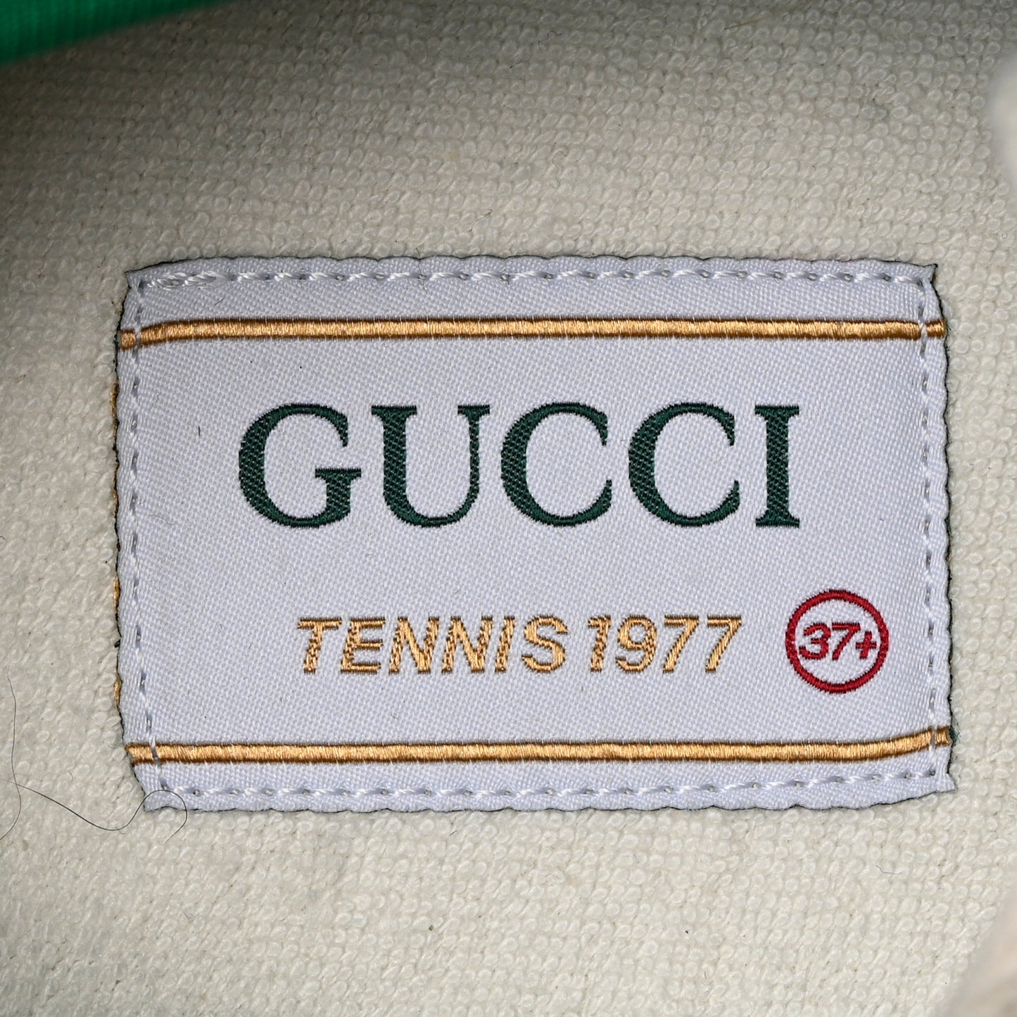 GG Monogram Web Womens 1977 Tennis Sneakers 37.5 Beige Ebony Mystic White