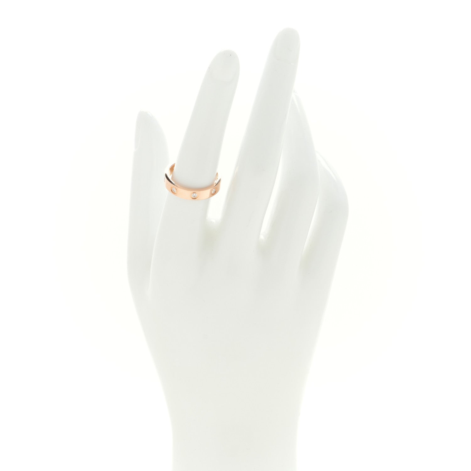 Cartier 18K Pink Gold 8 Diamond 4mm LOVE Wedding Band Ring 54 7 2 of 5