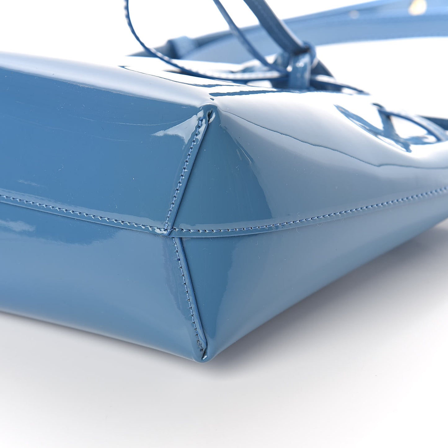 Patent Calfskin Mini Mini Bucket Bag Blue