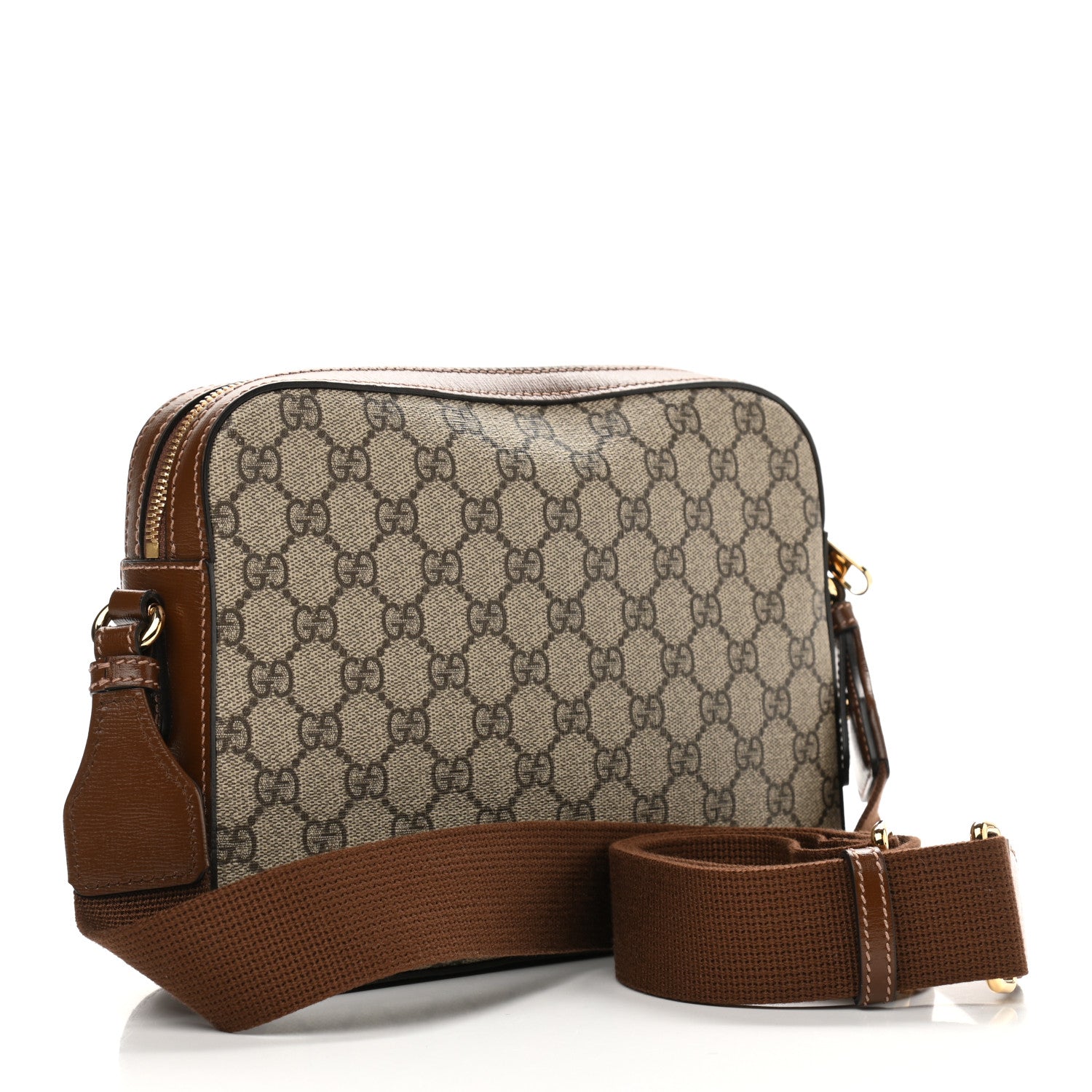 Gucci GG Supreme Monogram Azalea Calfskin Retro Interlocking G Messenger Shoulder Bag Beige Ebony Brown Sugar 3 of 10