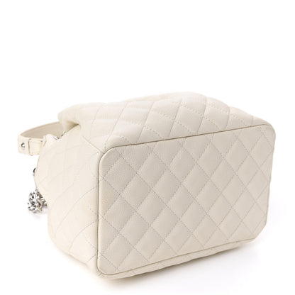 Chanel Caviar Flat Quilted Small Chain Bucket Bag Off White 5 of 11