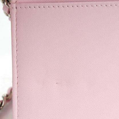 Chanel Lambskin Quilted Diamond CC Wallet On Chain WOC Pink 5 of 9