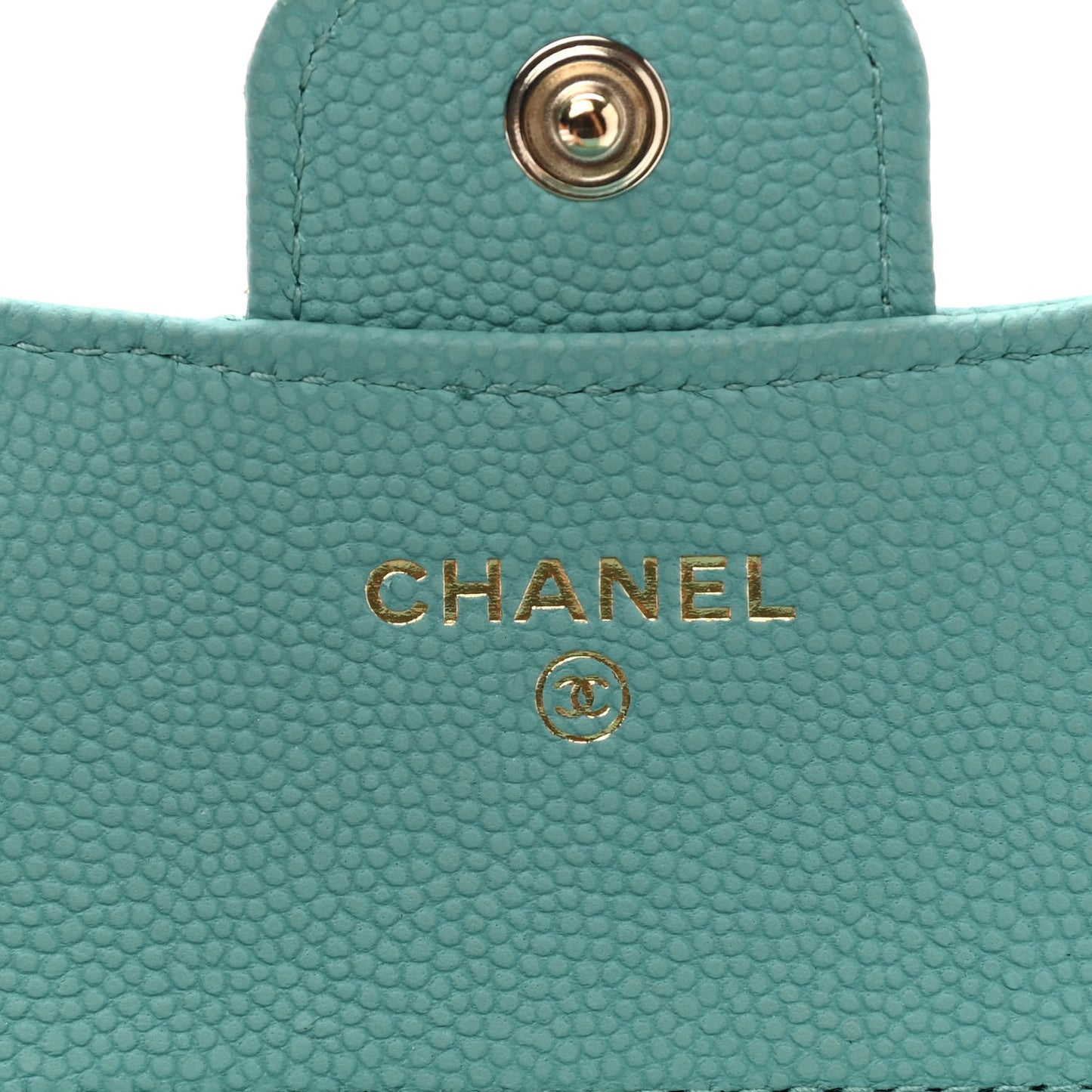 Caviar Flat Chevron Quilted Compact Flap Wallet Blue