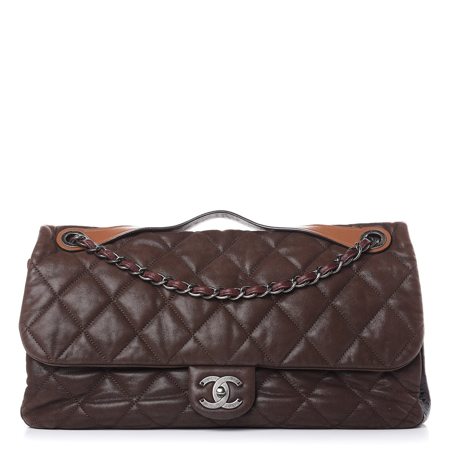 Iridescent Calfskin Jumbo In The Mix Flap Brown