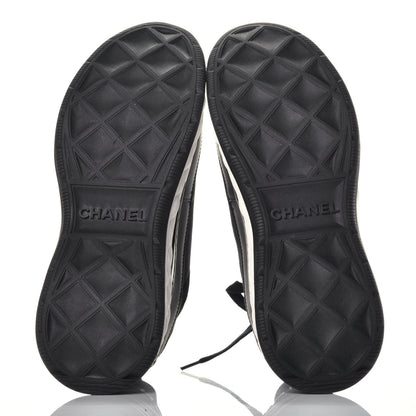 Chanel Velvet Calfskin Mixed Fibers CC Sneakers 38 Black 5 of 9