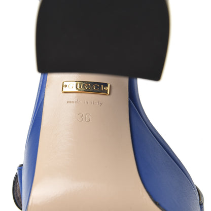 Gucci Calfskin GG Marmont Ankle Wrap 30/115mm Platform Sandals 36 Bright Blue 8 of 9
