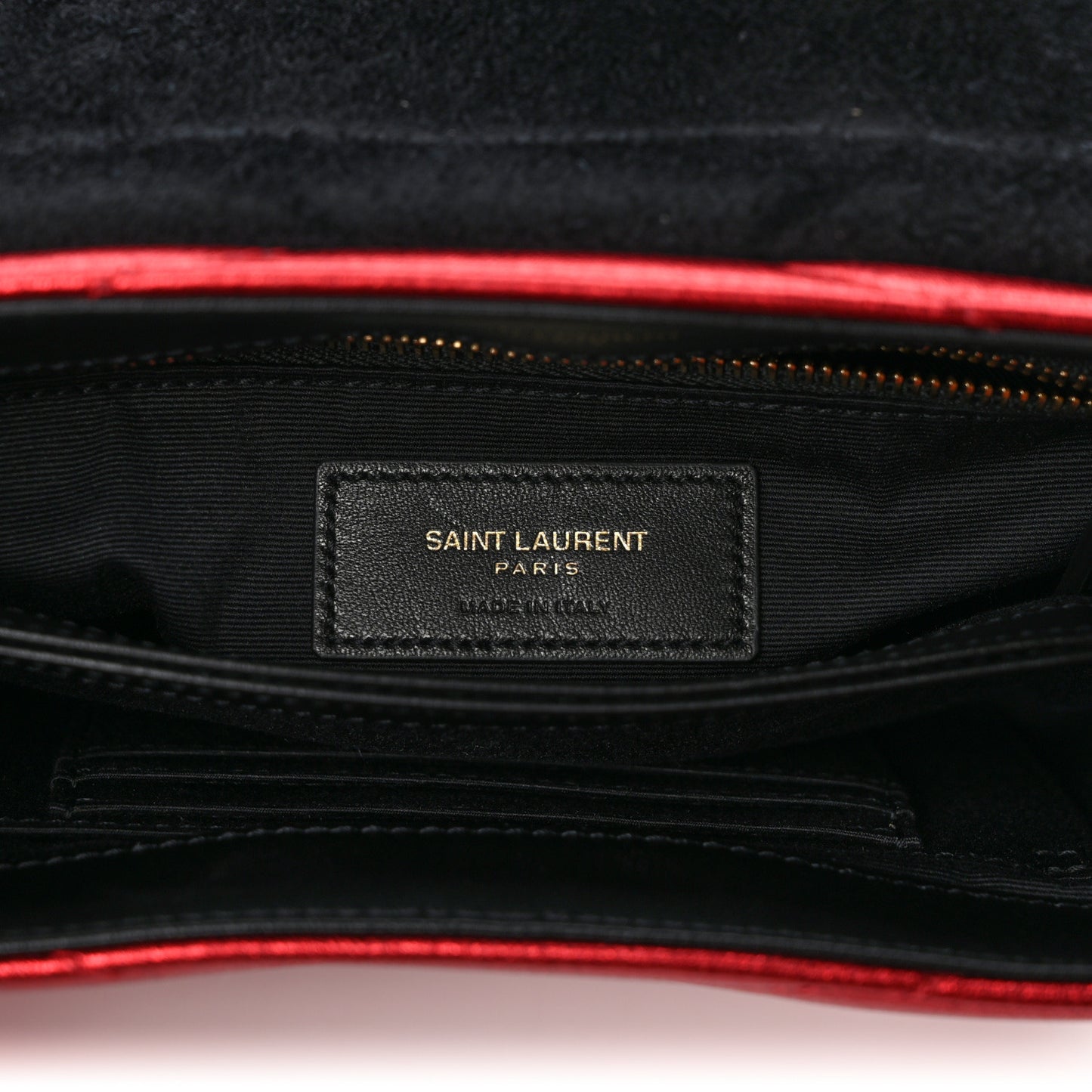 Metallic Calfskin Matelasse Toy Loulou Monogram Chain Satchel Red
