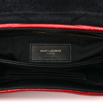 Saint Laurent Metallic Calfskin Matelasse Toy Loulou Monogram Chain Satchel Red 6 of 9