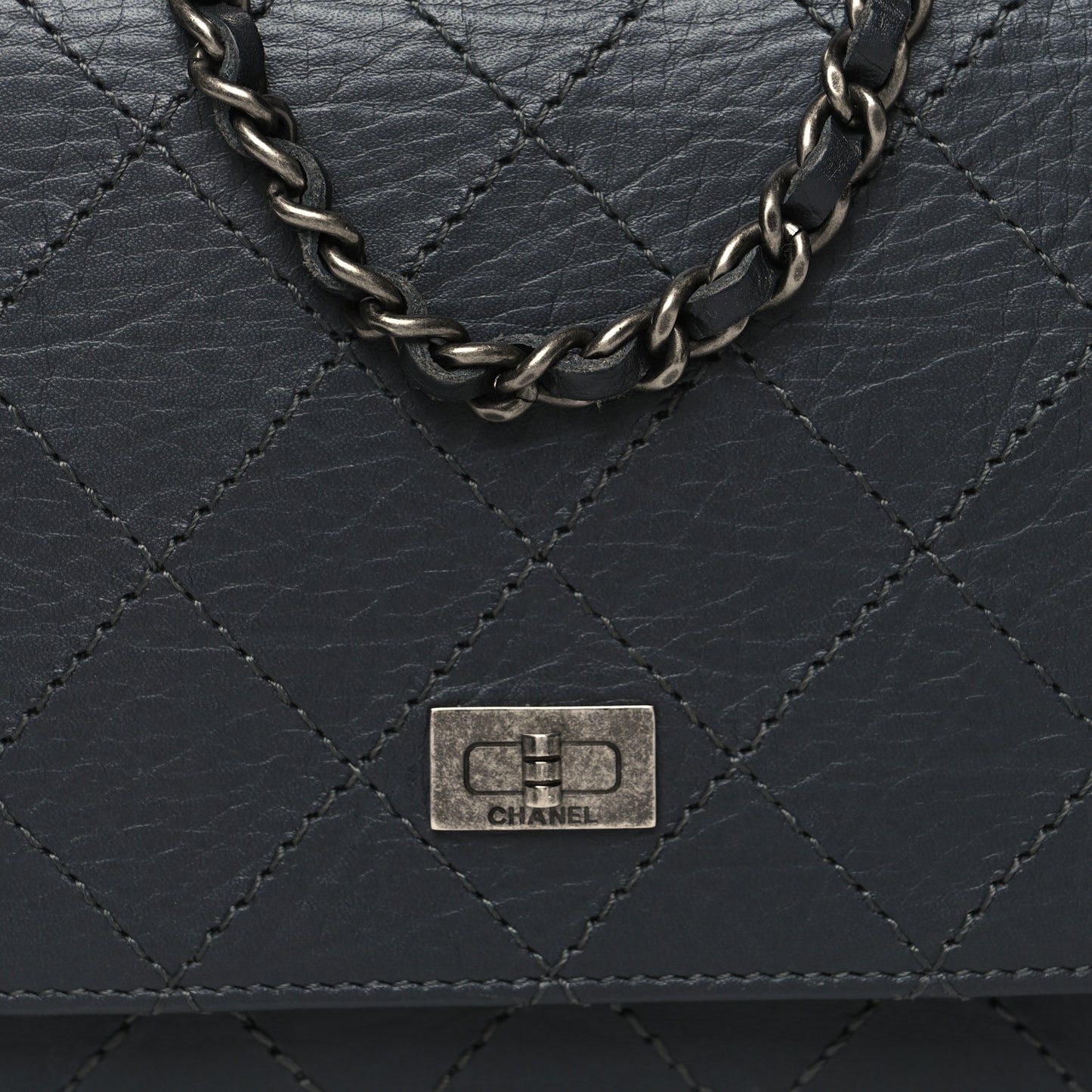 Aged Calfskin Quilted Reissue Wallet On Chain WOC Navy