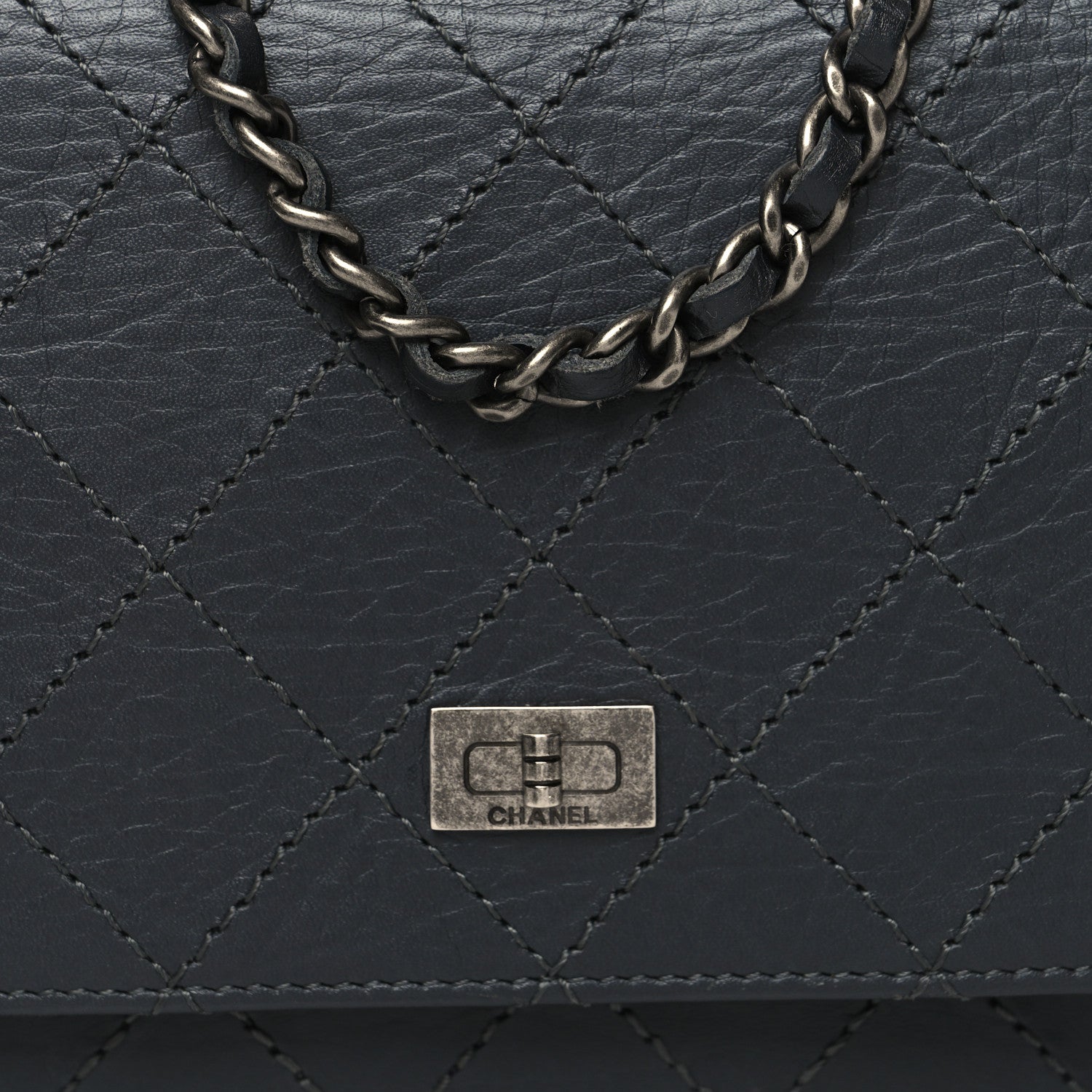 Chanel Aged Calfskin Quilted Reissue Wallet On Chain WOC Navy 9 of 11