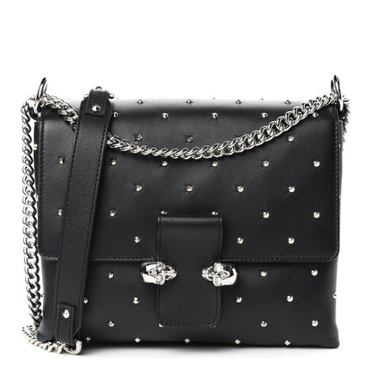 Alexander McQueen Goatskin Studded Twin Skull Crossbody Black 1 of 11