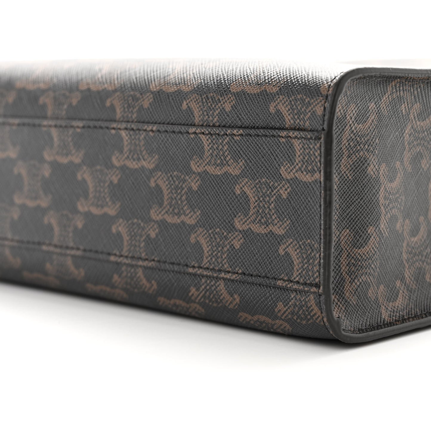 Triomphe Canvas Calfskin Small Vertical Cabas Tan