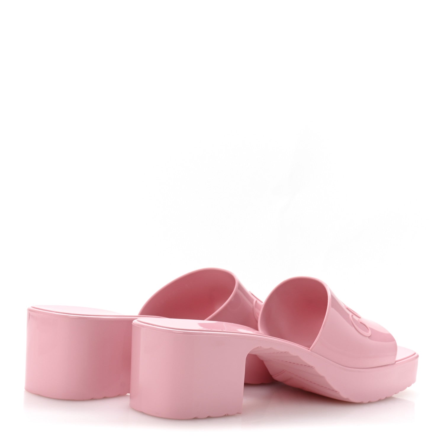 Gucci Rubber Gucci Logo Womens Platform 20/60mm Slide Sandals 39 Wild Rose 4 of 10