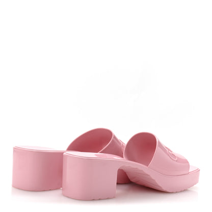 Gucci Rubber Gucci Logo Womens Platform 20/60mm Slide Sandals 39 Wild Rose 4 of 10