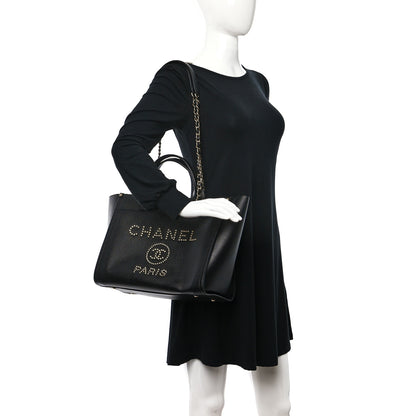 Chanel Caviar Small Studded Deauville Tote Black 2 of 13
