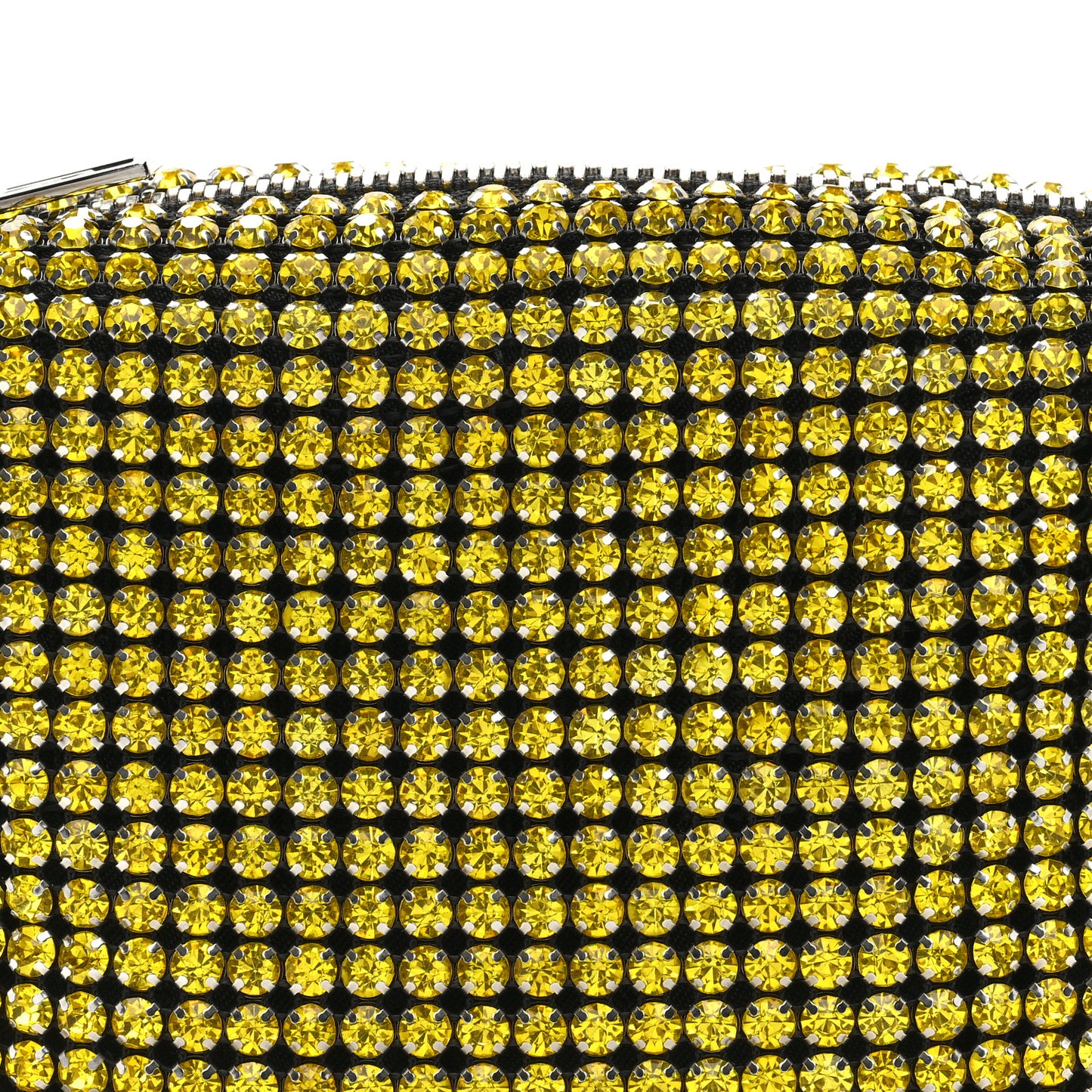 Mesh Crystal Rhinestone Mini Heiress Pouch Lemon