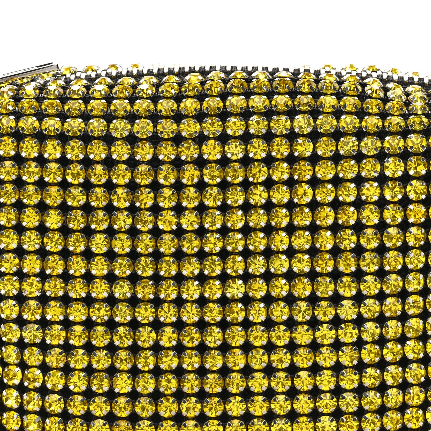 Alexander Wang Mesh Crystal Rhinestone Mini Heiress Pouch Lemon 7 of 9