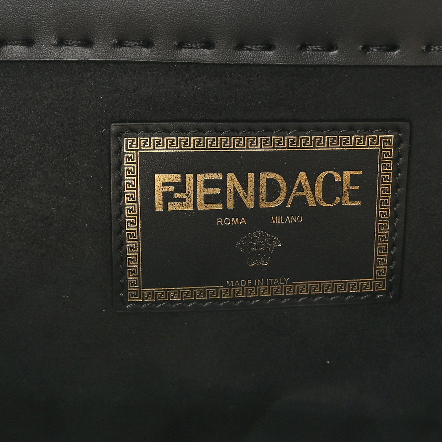 X VERSACE Calfskin Plexiglass Fendace Medium Fendi Sunshine Shopper Tote Black