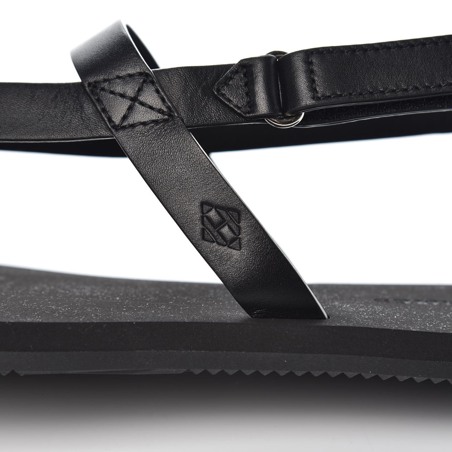Calfskin Rubber Tahiti Sandals 39 Black