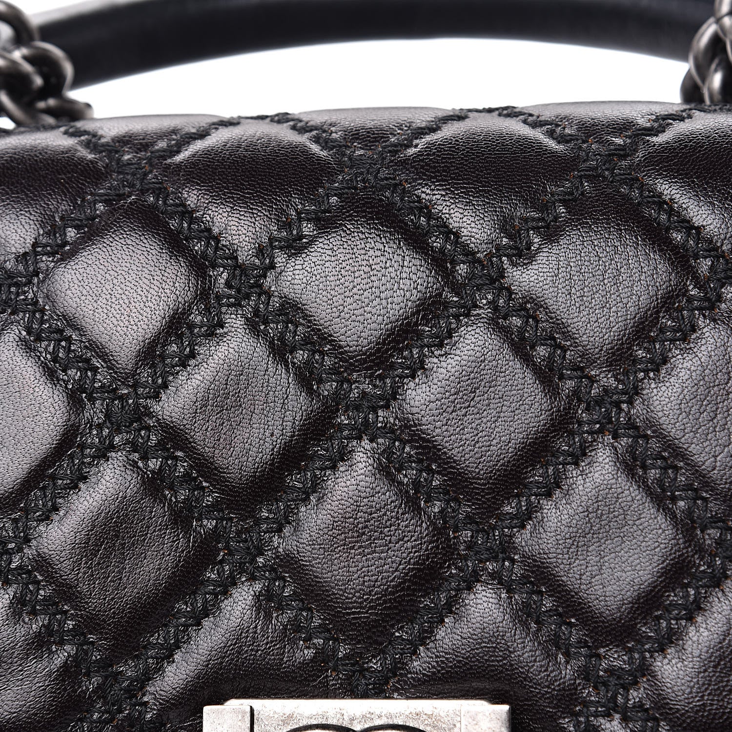 Chanel Calfskin Quilted Medium Boy Top Handle Flap Black 10 of 12