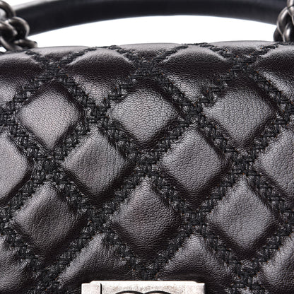 Chanel Calfskin Quilted Medium Boy Top Handle Flap Black 10 of 12