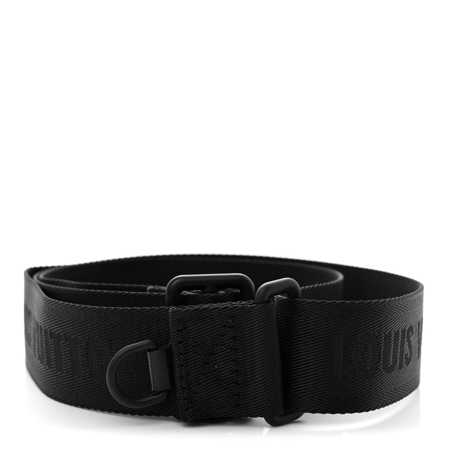 Nylon Calfskin Duo Messenger Shoulder Strap Black