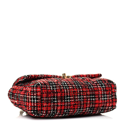 Chanel Tweed Quilted Large Chanel 19 Flap Red Black Silver Green 3 of 6